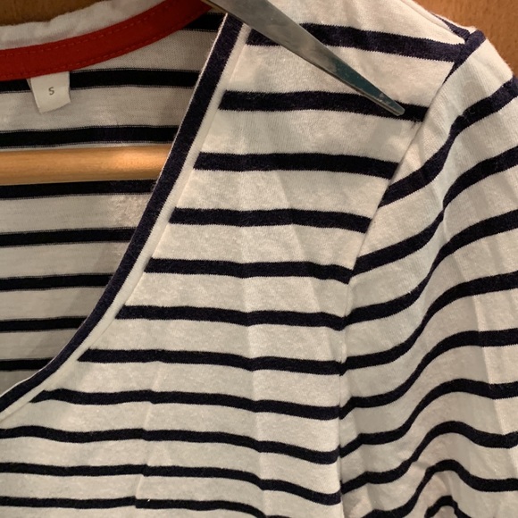 Boden Supersoft Frilled Cuff Tee Ivory/Navy, Sz Small - Picture 7 of 9